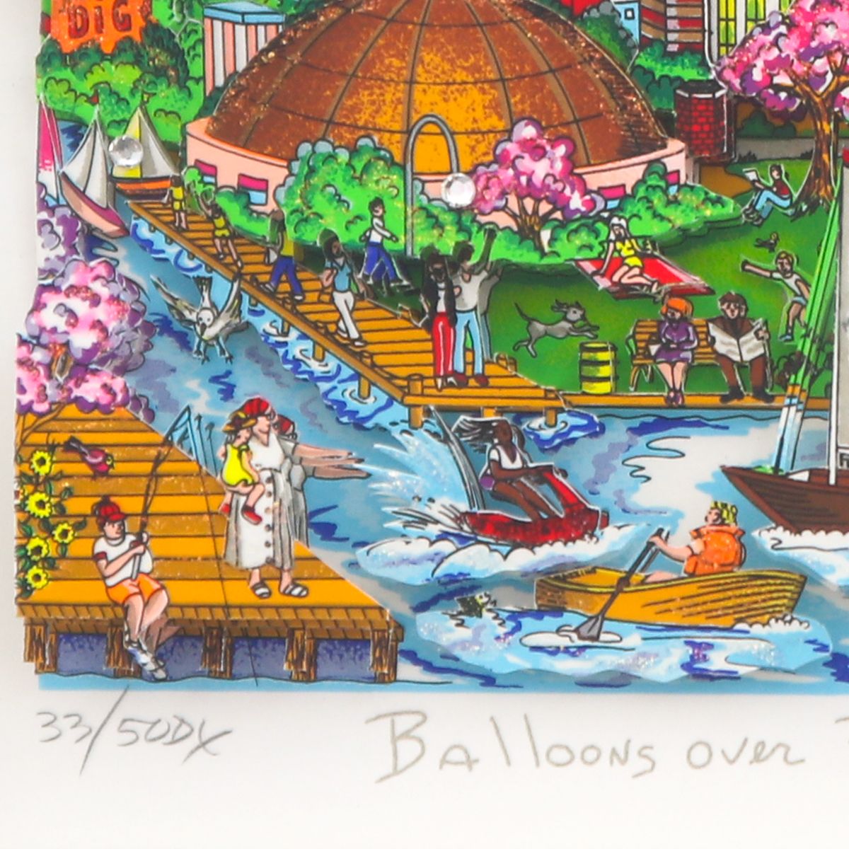 Charles Fazzino- 3D Construction Silkscreen Serigraph "Balloons over Boston"