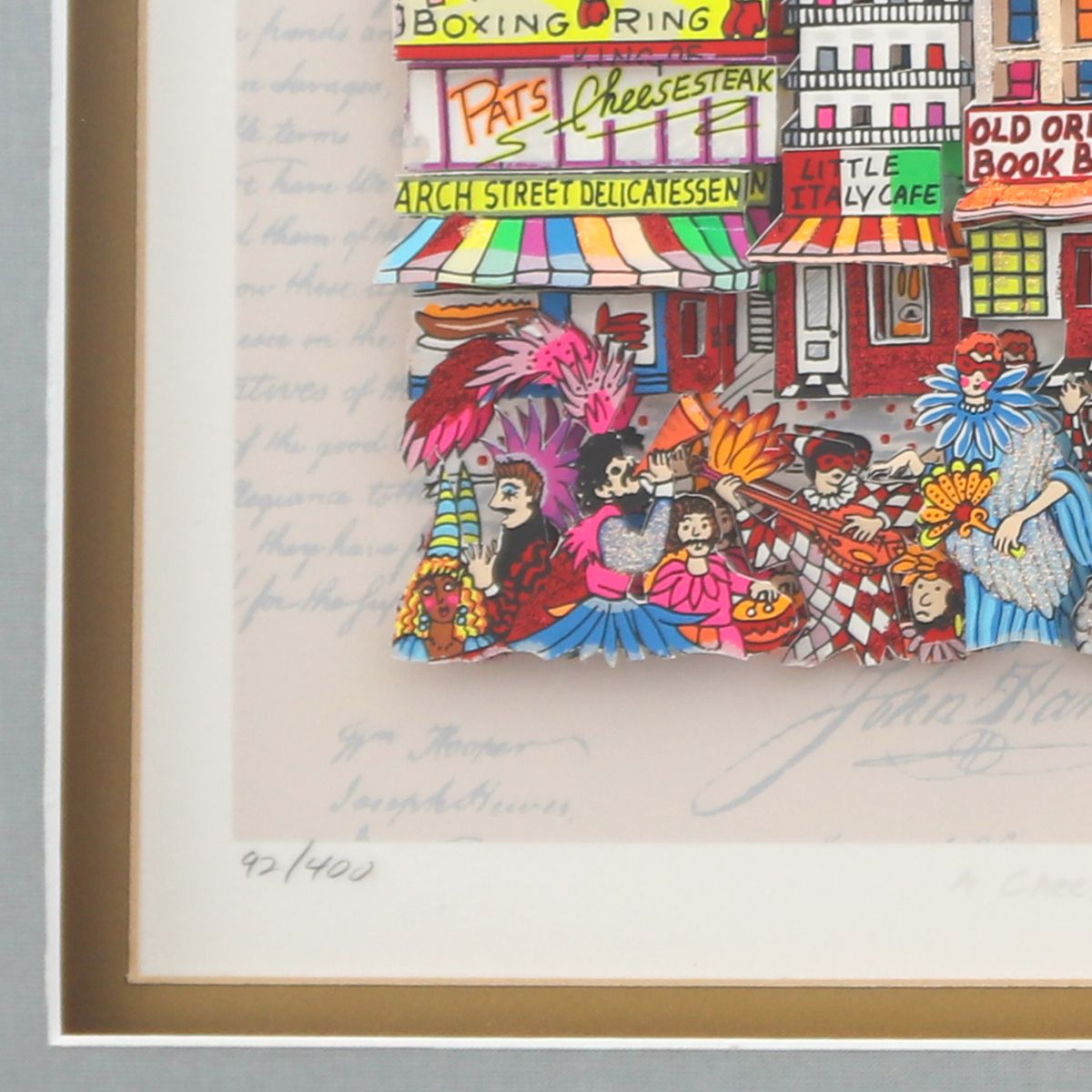 Charles Fazzino- 3D Construction Silkscreen Serigraph "A Cheesesteak in Philly"