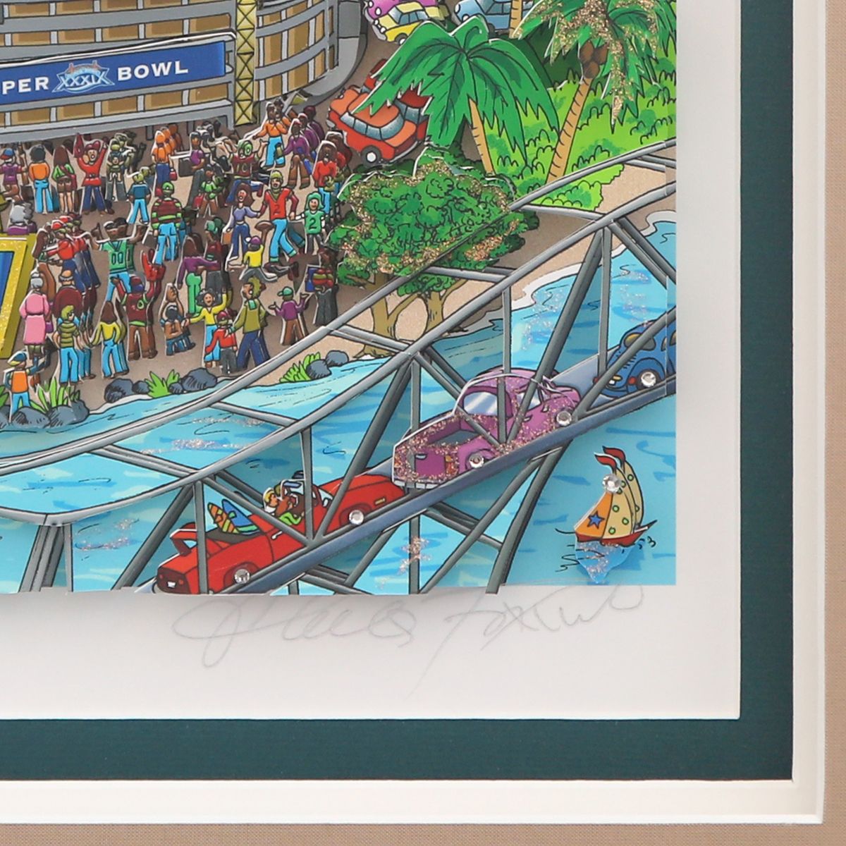 Charles Fazzino- 3D Construction Silkscreen Serigraph "Super Bowl"