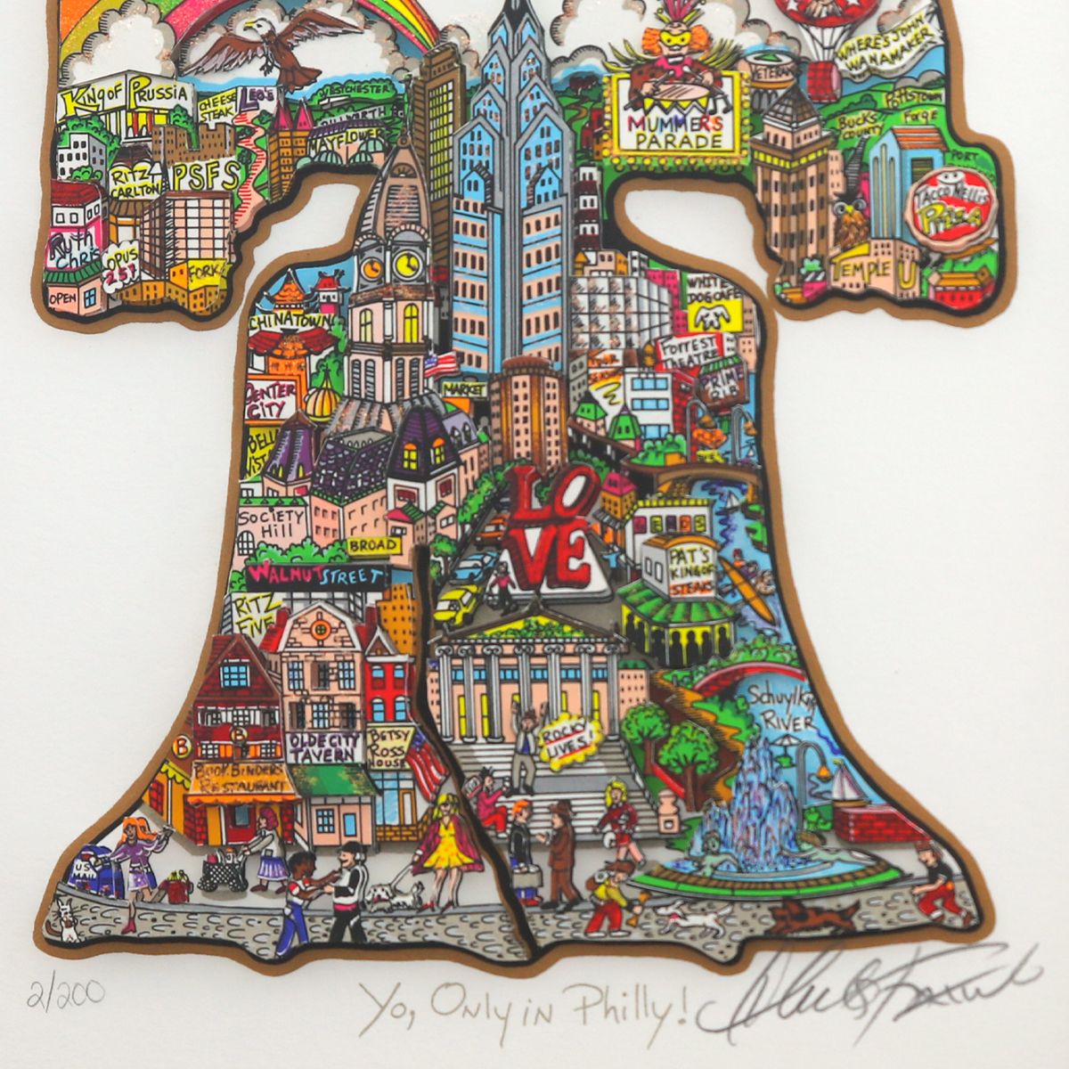 Charles Fazzino- 3D Construction Silkscreen Serigraph "Yo, Only in Philly"