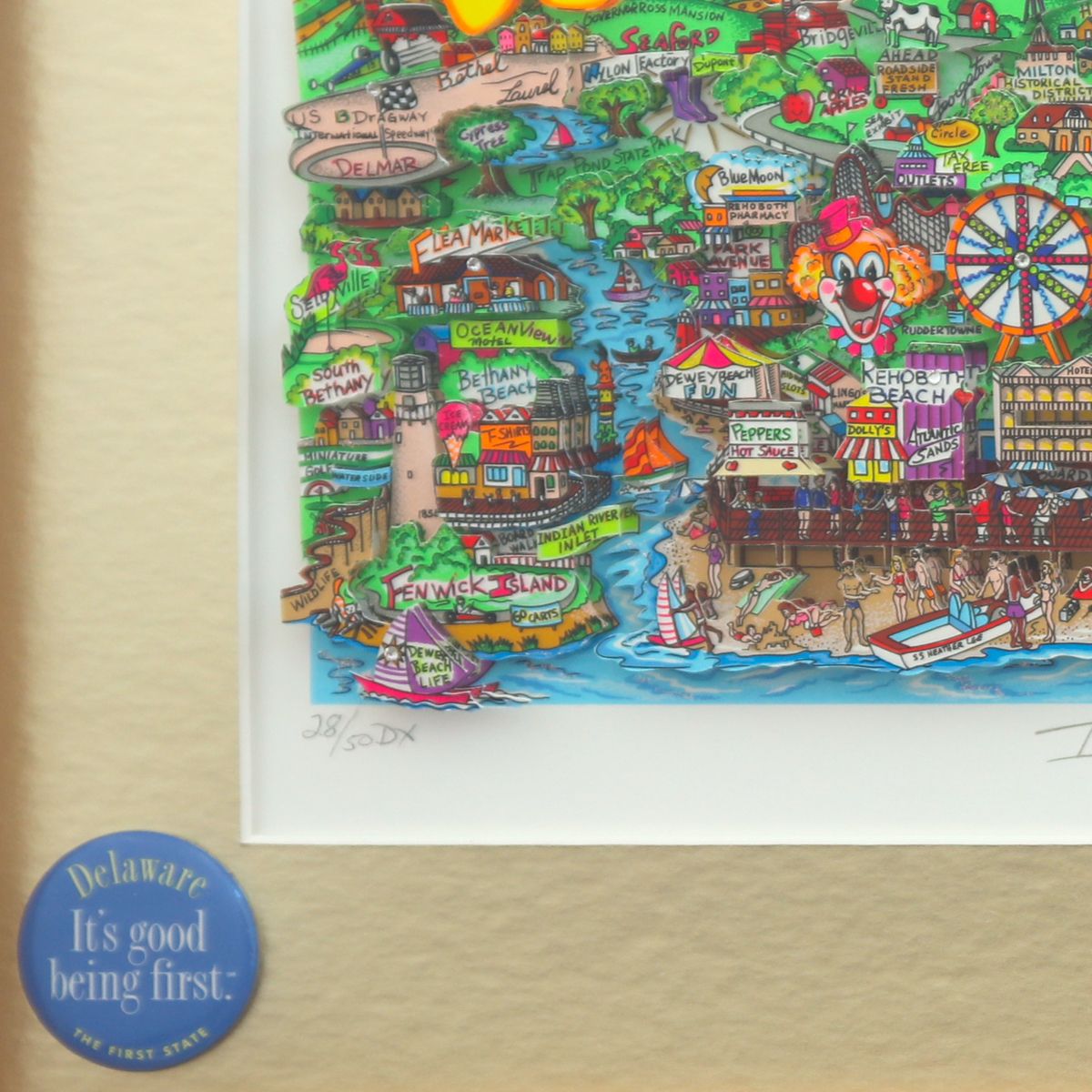 Charles Fazzino- 3D Construction Silkscreen Serigraph "It Takes Courage to be First!"