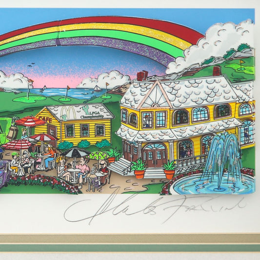 Charles Fazzino- 3D Construction Silkscreen Serigraph "A Hole in One BEHIND BUSH 13"