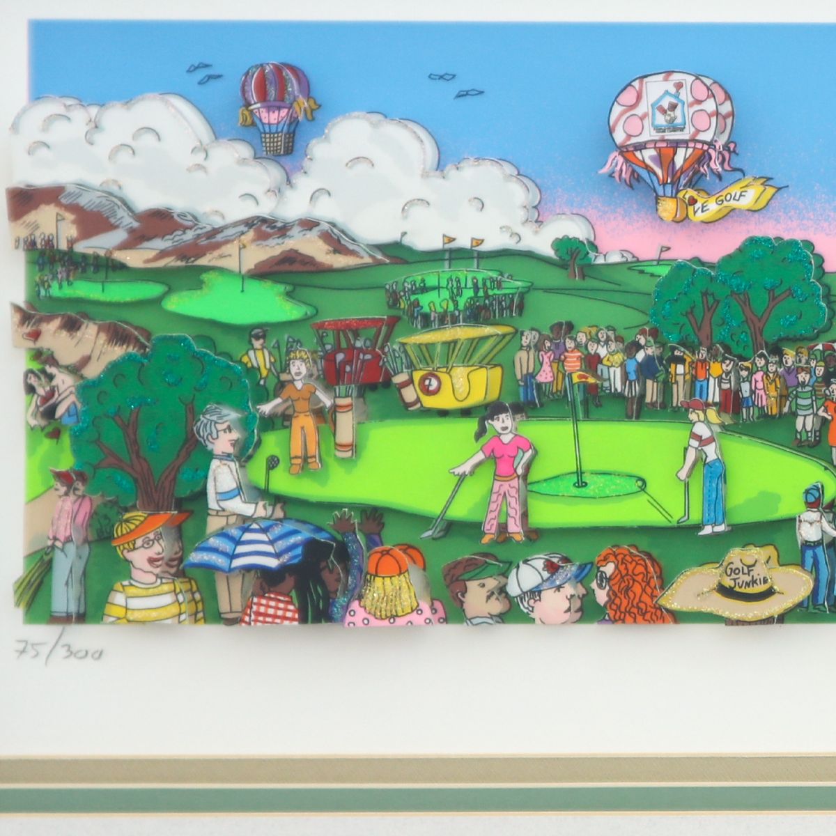 Charles Fazzino- 3D Construction Silkscreen Serigraph "A Hole in One BEHIND BUSH 13"