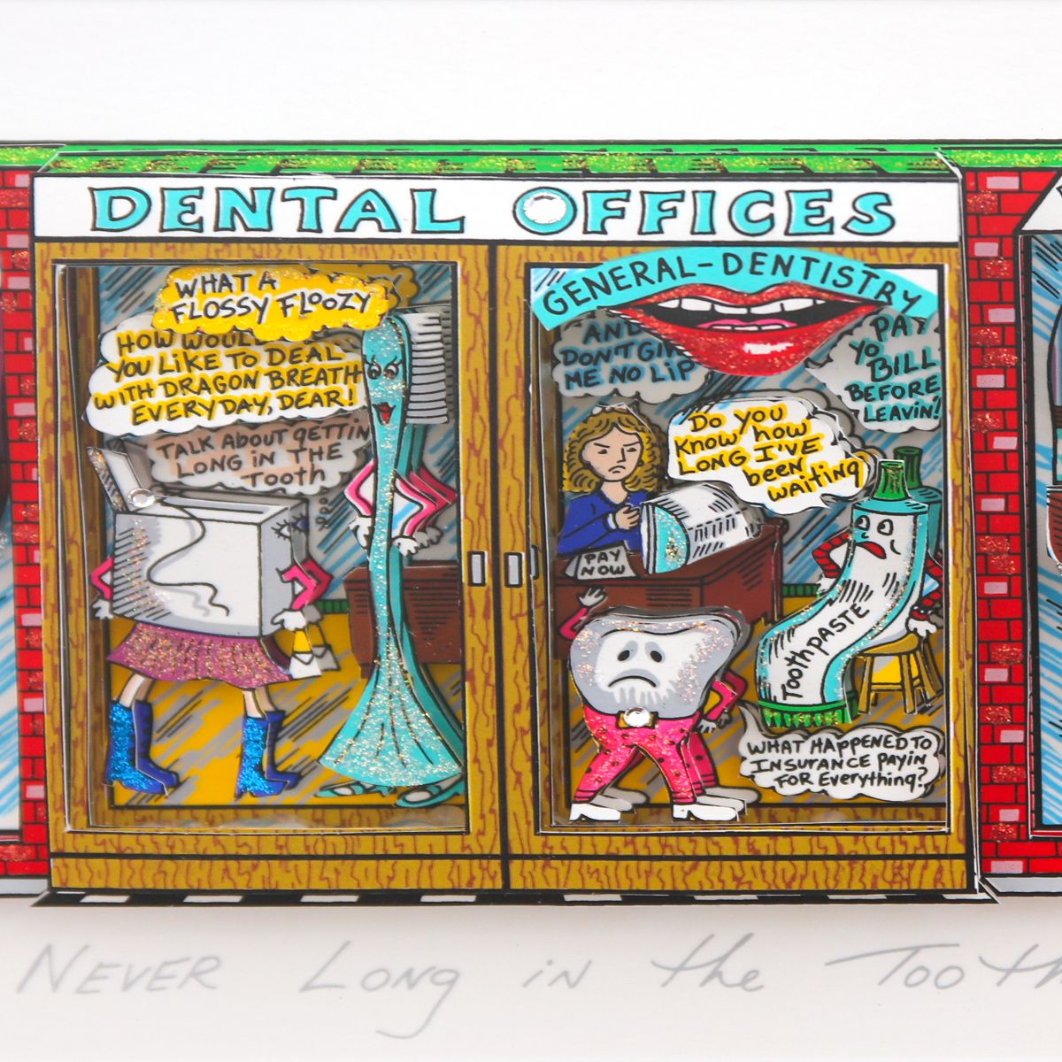 Charles Fazzino- 3D Construction Silkscreen Serigraph "Never Long in the Tooth!"