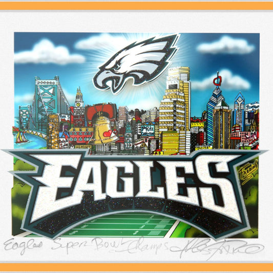Charles Fazzino- 3D Construction Silkscreen Serigraph "Eagles Super Bowl Champs"