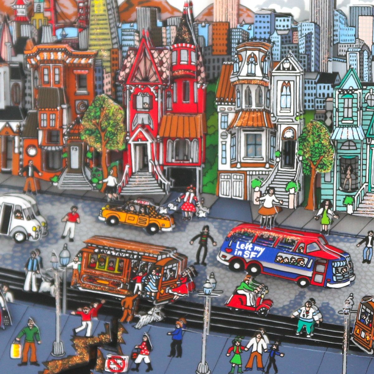 Charles Fazzino- 3D Construction Silkscreen Serigraph "City by the San Fransisco"