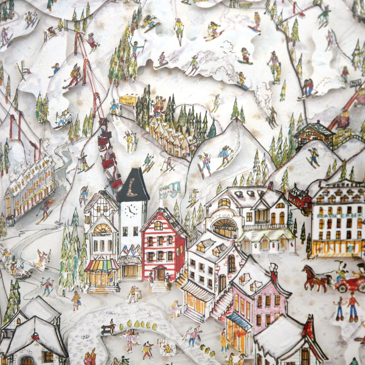 Charles Fazzino- 3D Construction Silkscreen Serigraph "Vacleling at Vail"