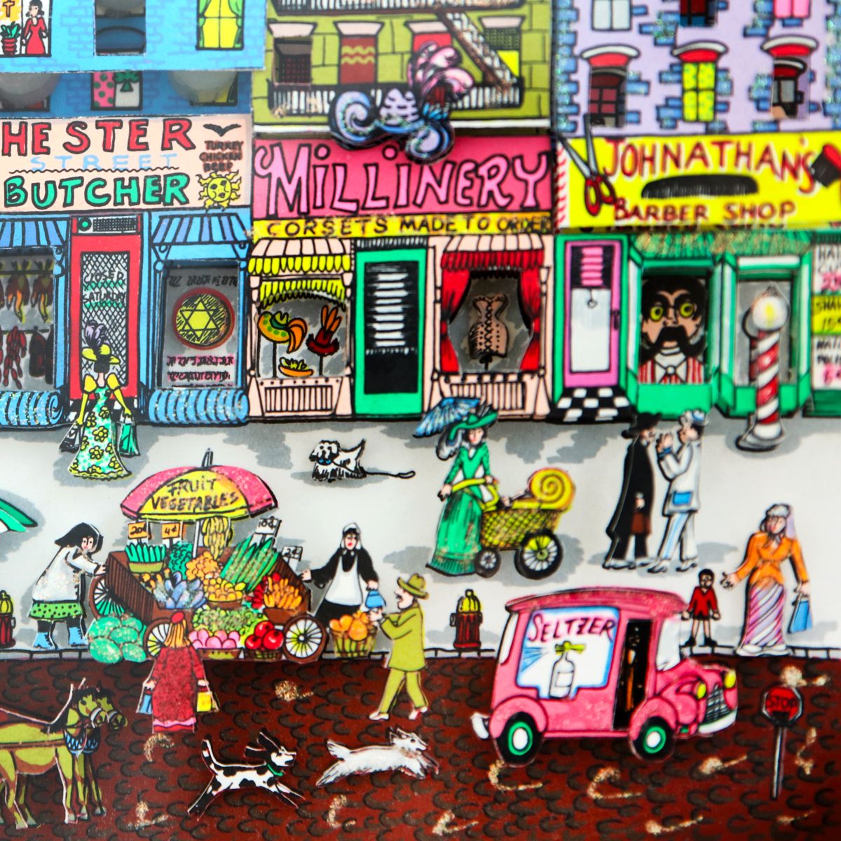 Charles Fazzino- 3D Construction Silkscreen Serigraph "Hester Street"