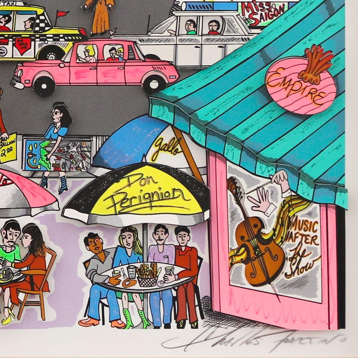 Charles Fazzino- 3D Construction Silkscreen Serigraph "Brunch at the Met"