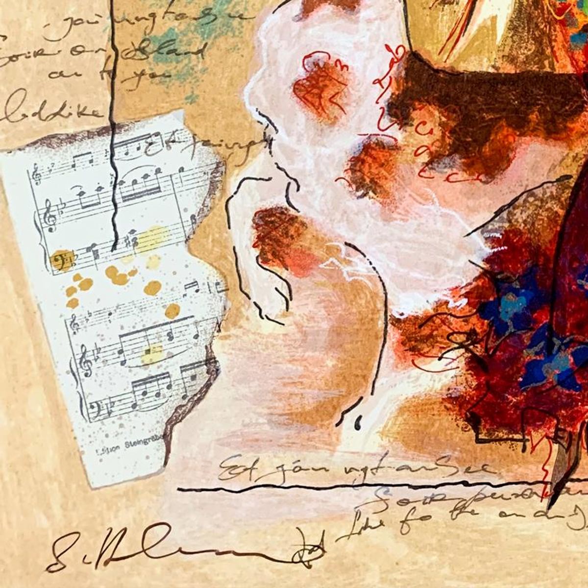 Alexander Galtchansky (1959-2008) and Tanya Wissotzky (1959-2006), "Lady with Dog" Hand Signed Limited Edition Serigraph on Paper with Letter of Authenticity.