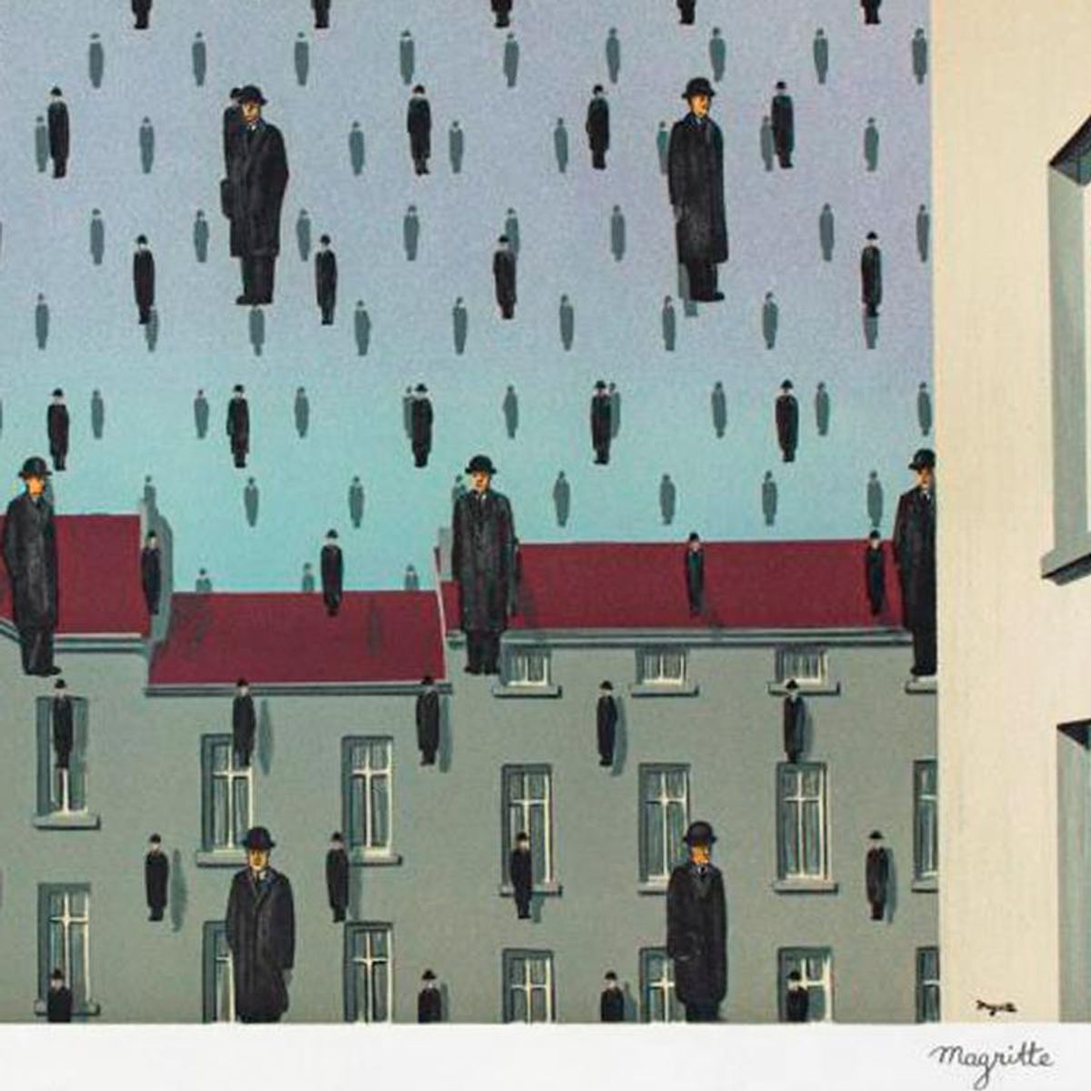 Magritte (1898-1967)- Lithograph "Golconda"