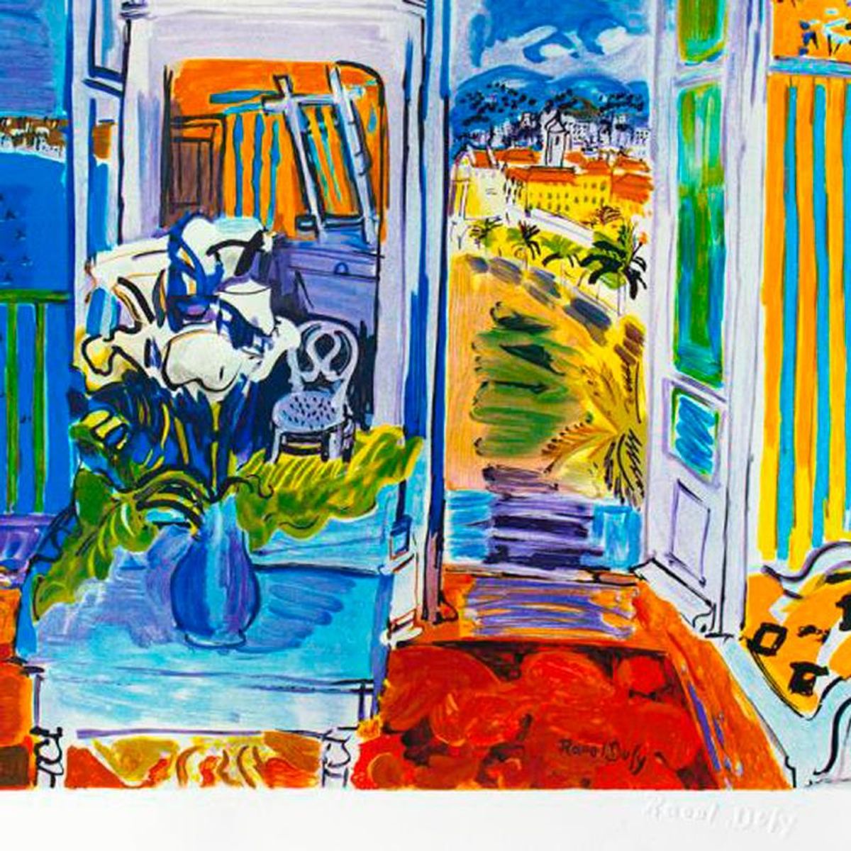 Raoul Dufy (1877-1953), "Interieur A La Fenetre Ouverte" Framed Limited Edition Lithograph with Letter of Authenticity.