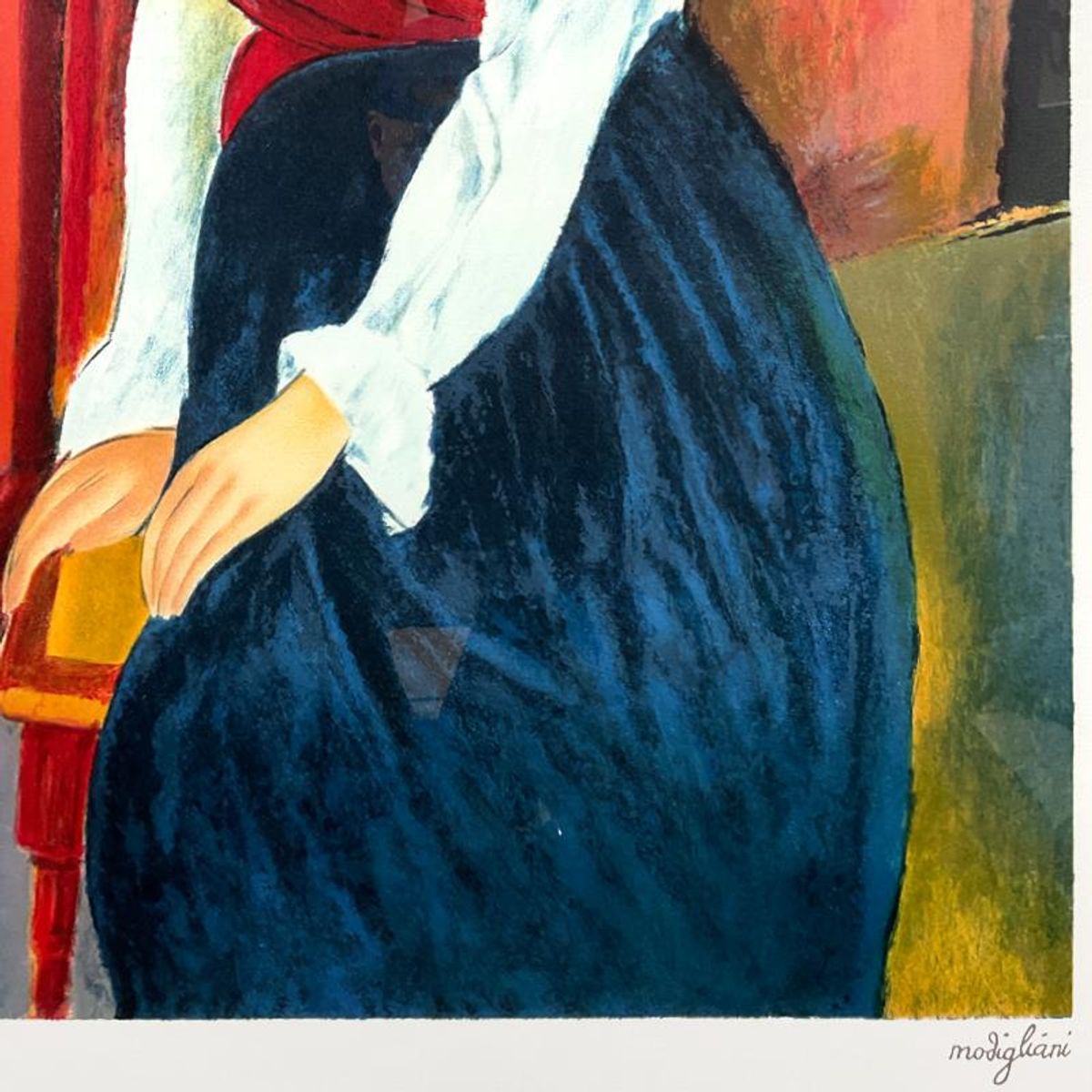 Amedeo Modigliani (1884-1920), "Jeanne Hebuterne" Framed Limited Edition Lithograph with Letter of Authenticity.