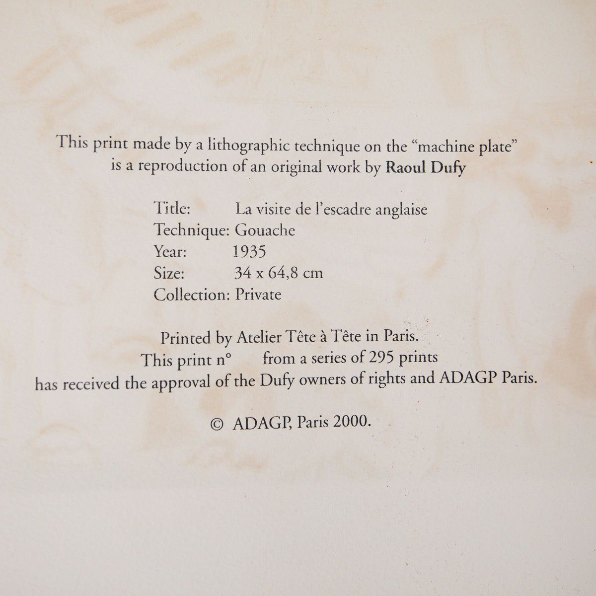 Raoul Dufy- Lithograph "La Visite De L'escadre Anglaise Au Havre"