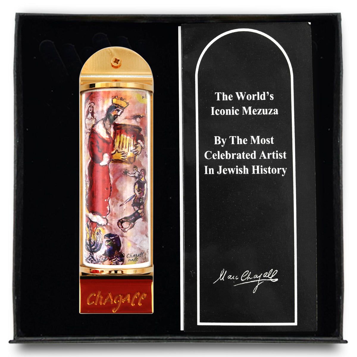 Marc Chagall- Mezuzah/ Silkscreen on 24K gold plated bronze "King David"