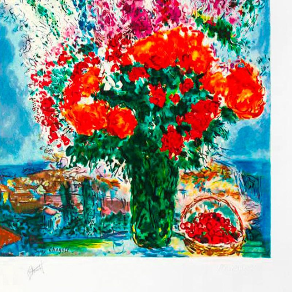 Chagall (1887-1985)- Lithograph "Le Bouquet De Renoncules"