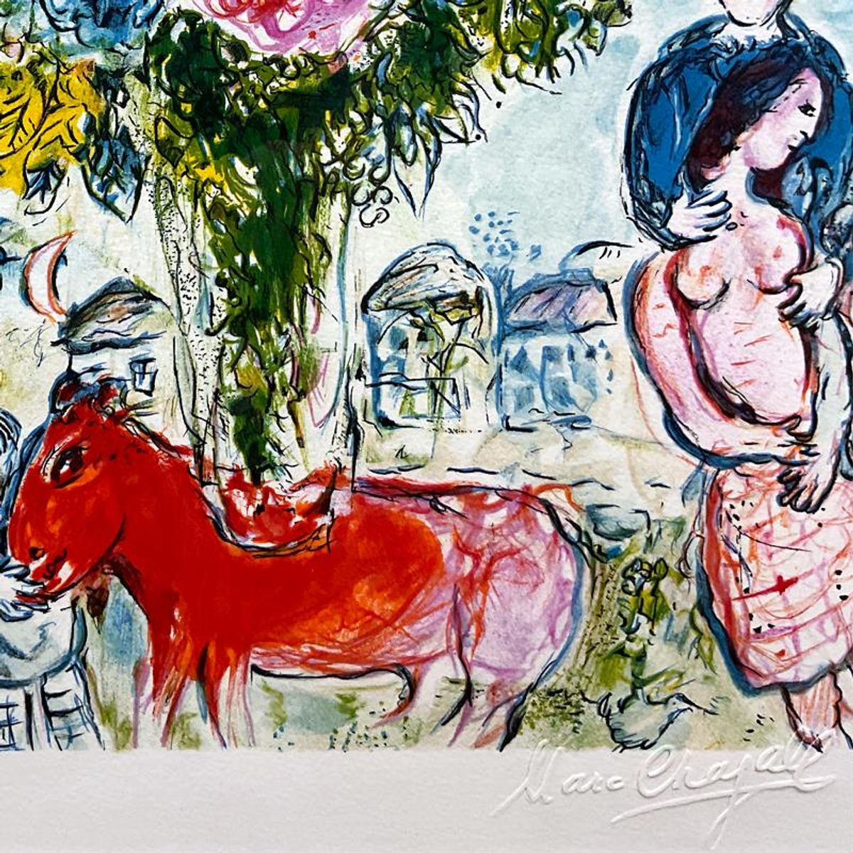 Marc Chagall, "Personnages Fantastiques" Framed Limited Edition Lithograph with Letter of Authenticity.