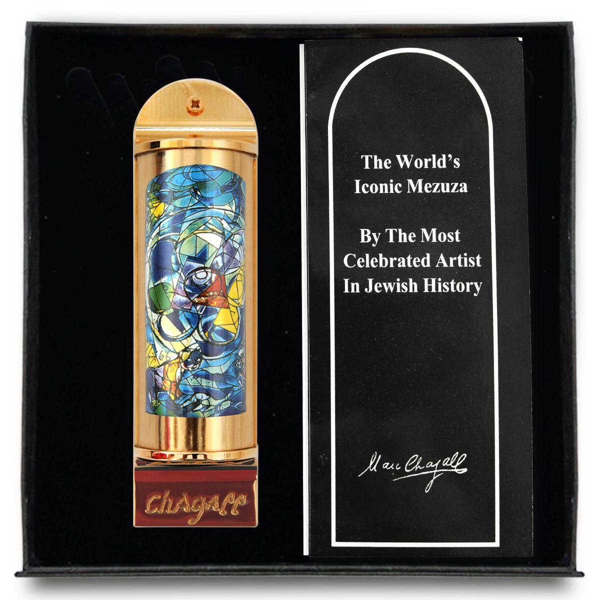 Marc Chagall- Mezuzah/ Silkscreen on 24K gold plated bronze "Benjamin"