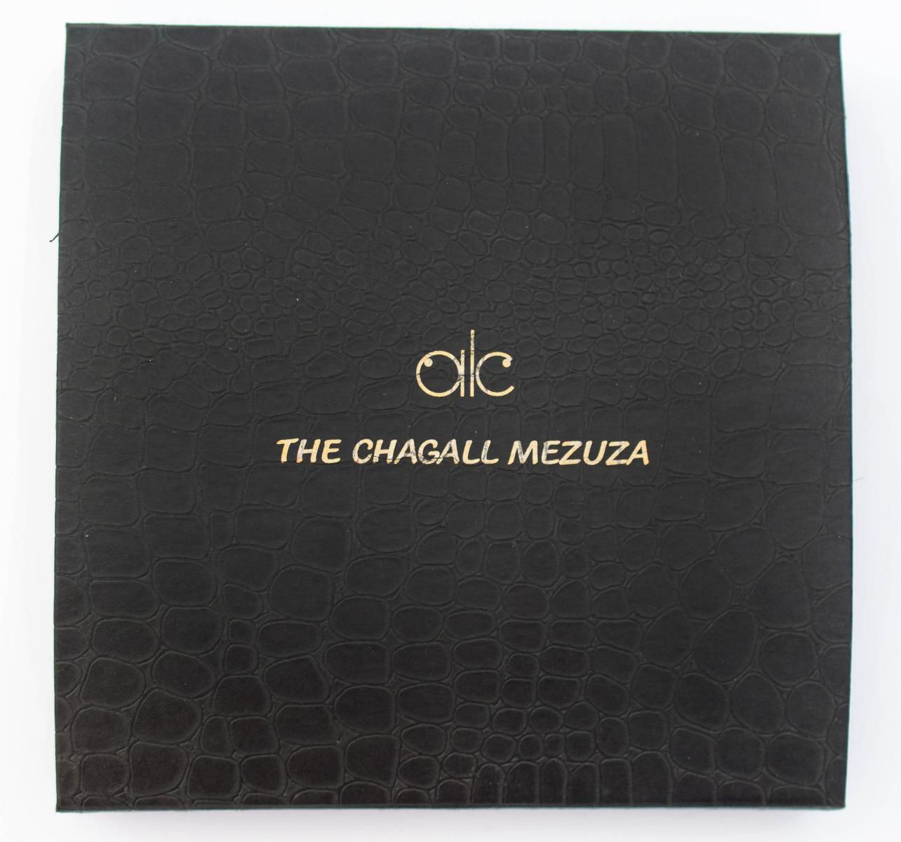 Marc Chagall- Mezuzah - silkscreen on 24K gold plated bronze "12 Tribes Hadassah Windows - Benjamin"