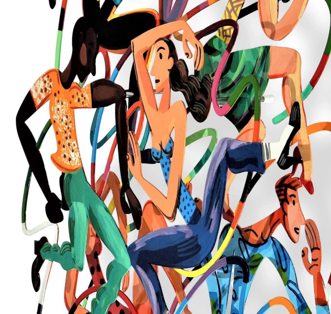 David Gerstein- Mixed Media Cutout Aluminum "Disco - Vertical"