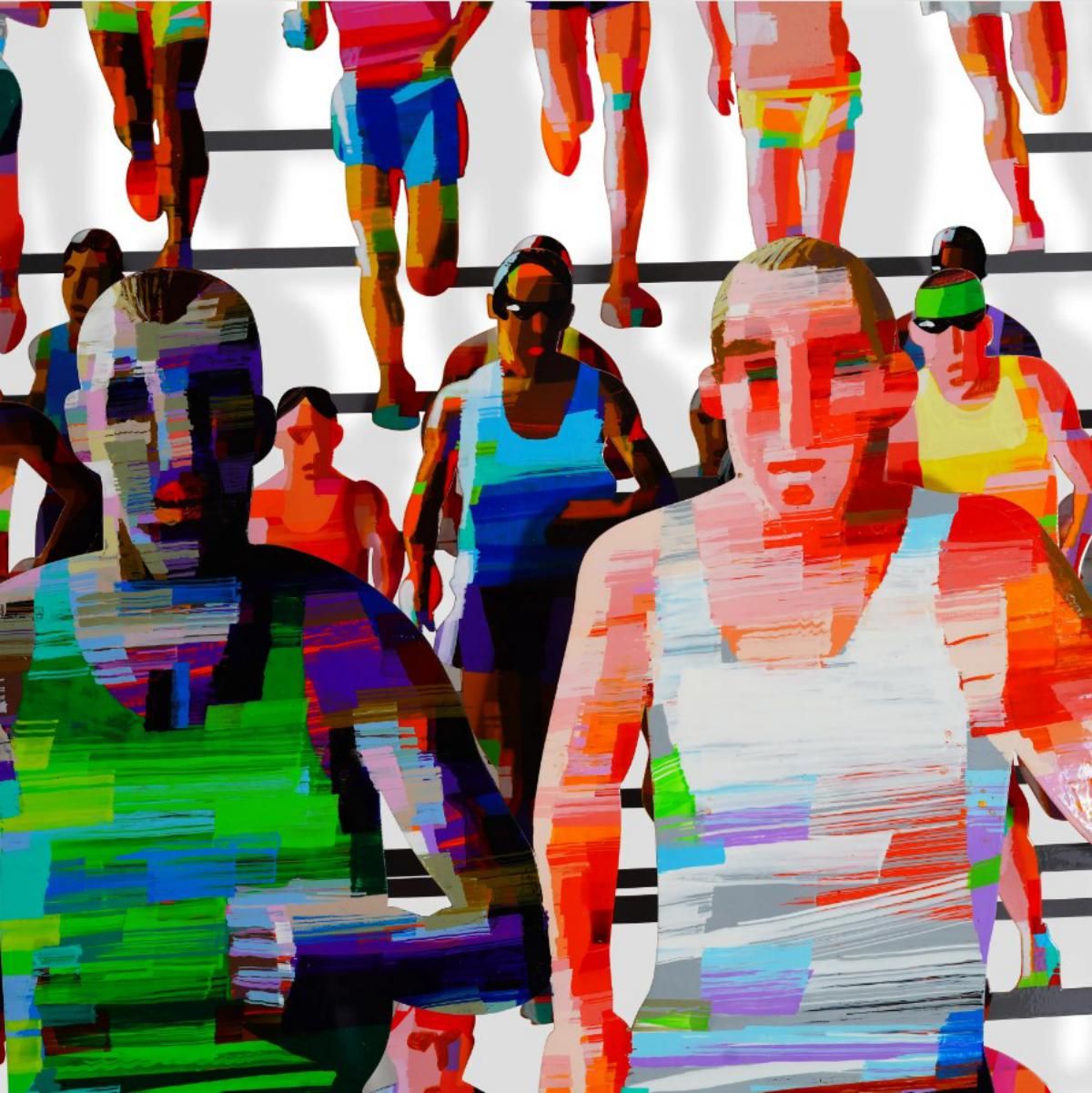 David Gerstein- Mixed Media Cutout Aluminum "MARATHON - BERLIN"