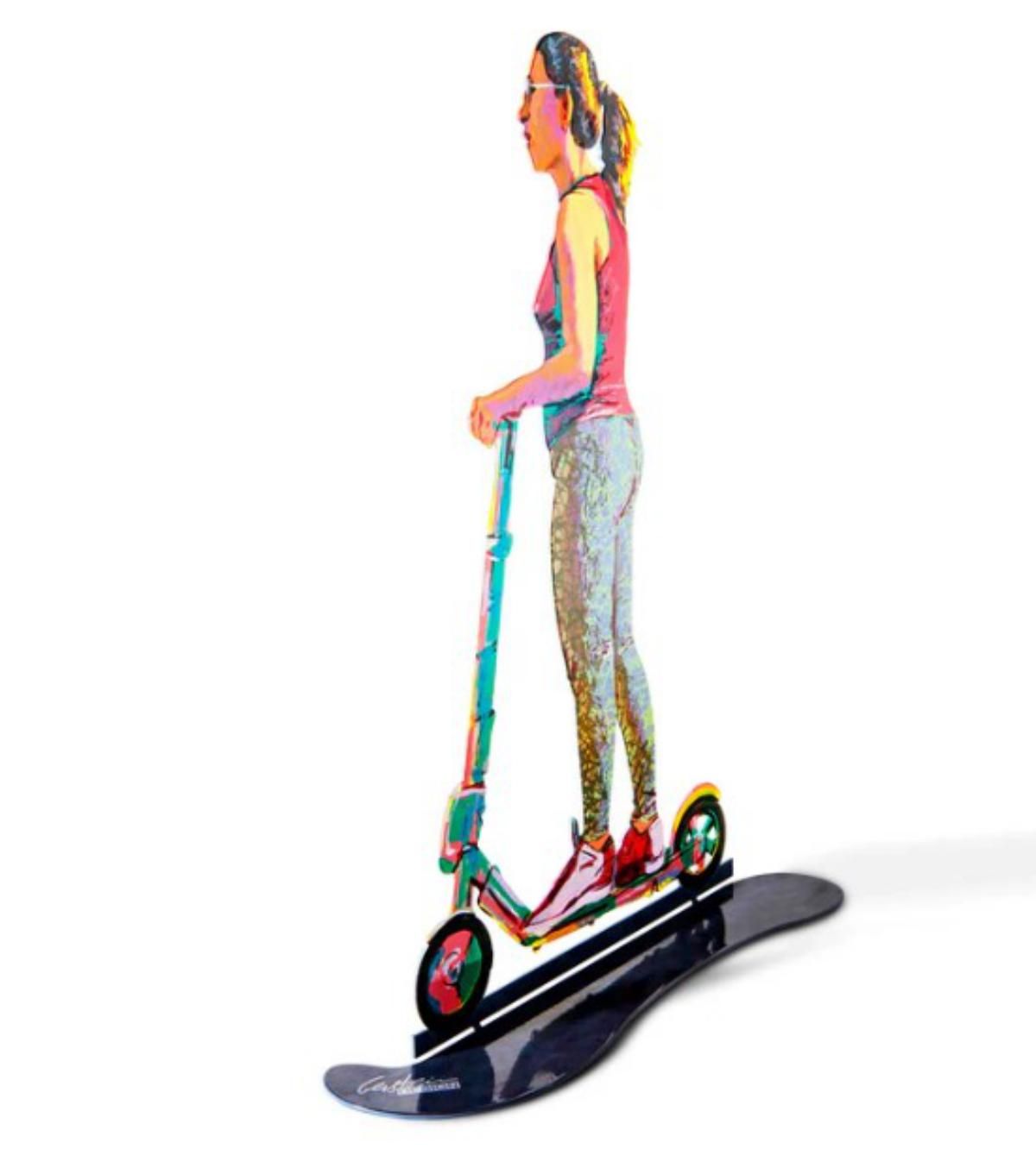 David Gerstein- Free Standing Sculpture "TRAVELER ON SCOOTER"