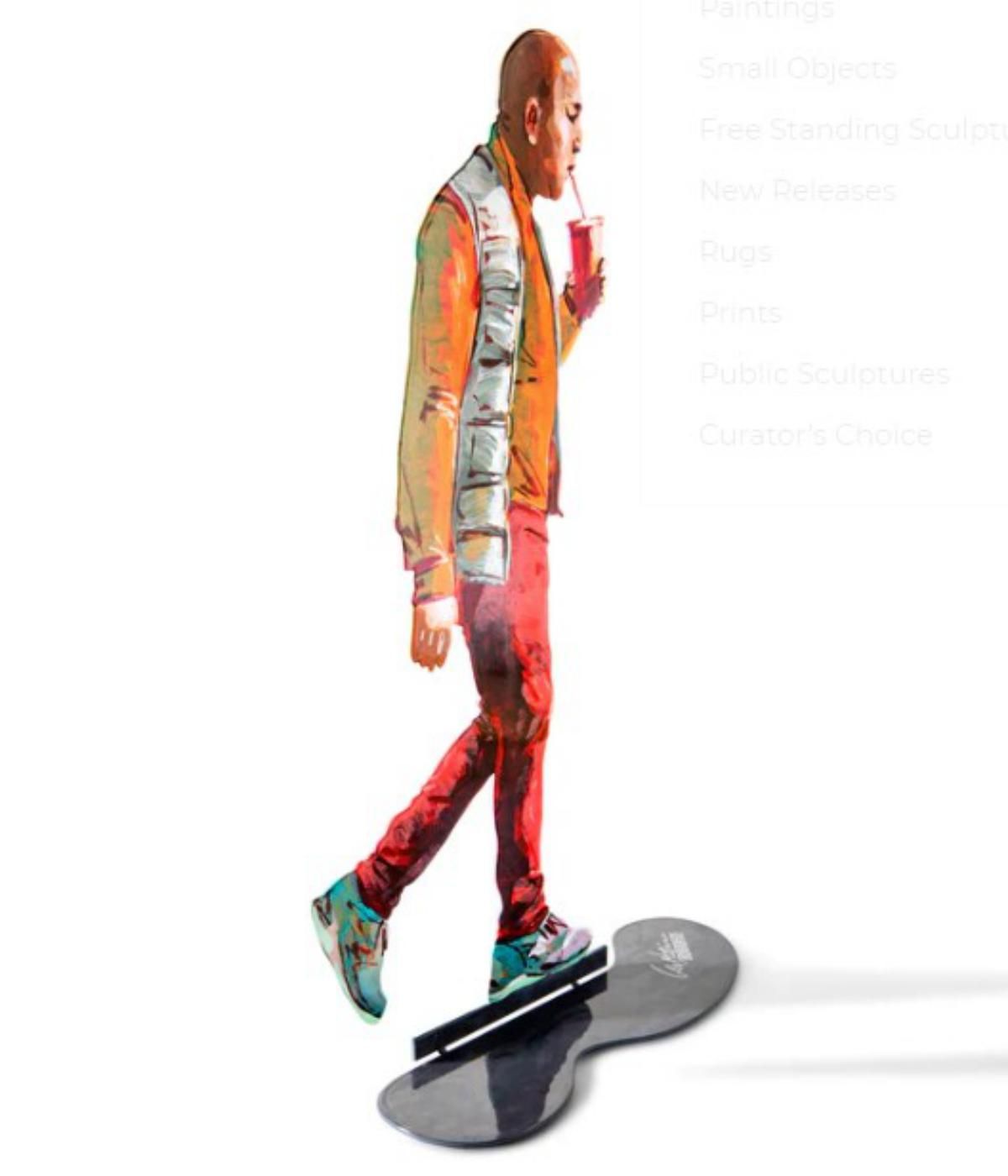 David Gerstein- Free Standing Sculpture "WALKER WITH ORANGE JUICE"