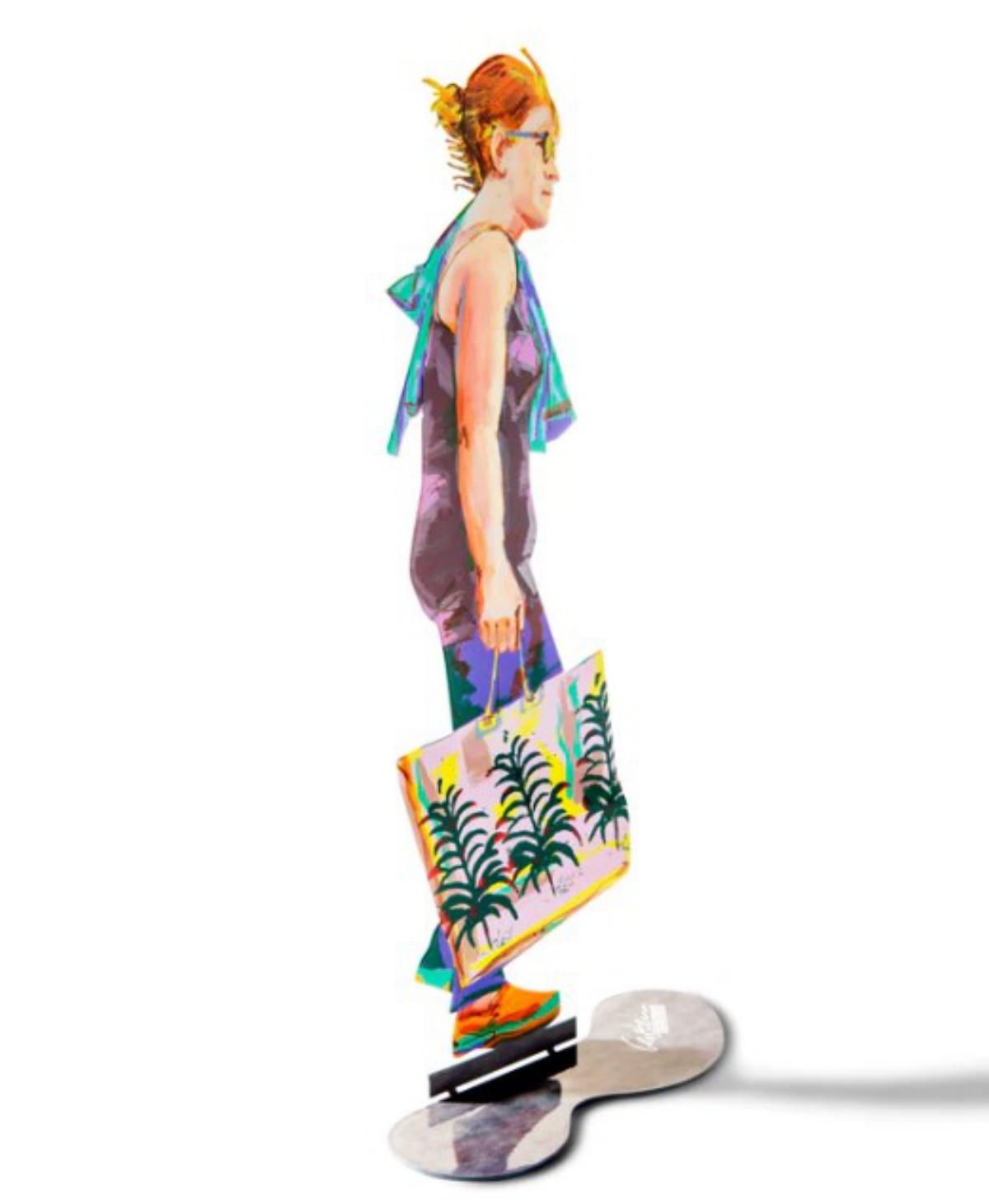 David Gerstein- Free Standing Sculpture "WALKER WITH SHOPPING BAG"