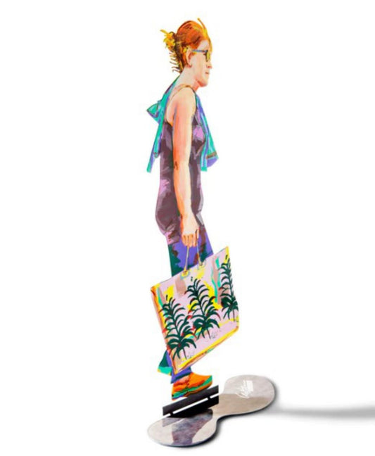 David Gerstein- Free Standing Sculpture "WALKER WITH SHOPPING BAG"