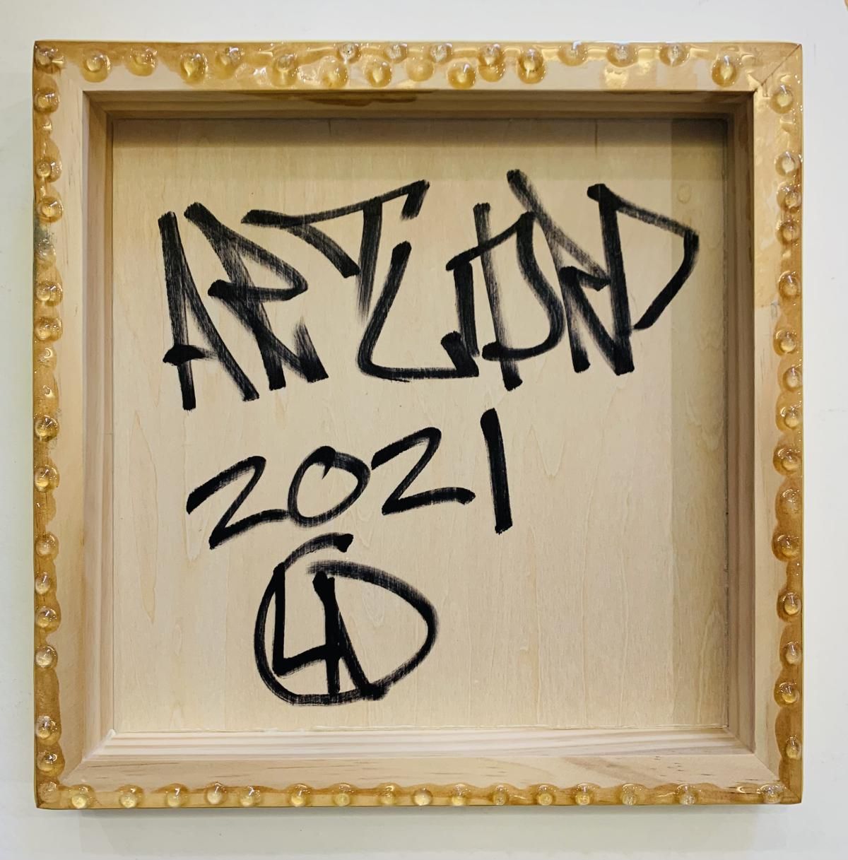 Artlord- Original on wood panel with resin "Mickey"