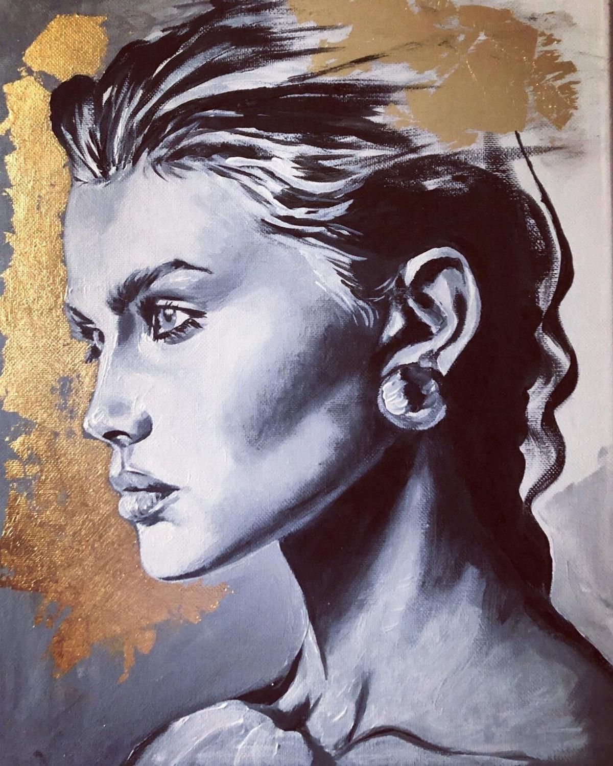 Sylvia Cohen- Original painting on canvas with gold leaf
