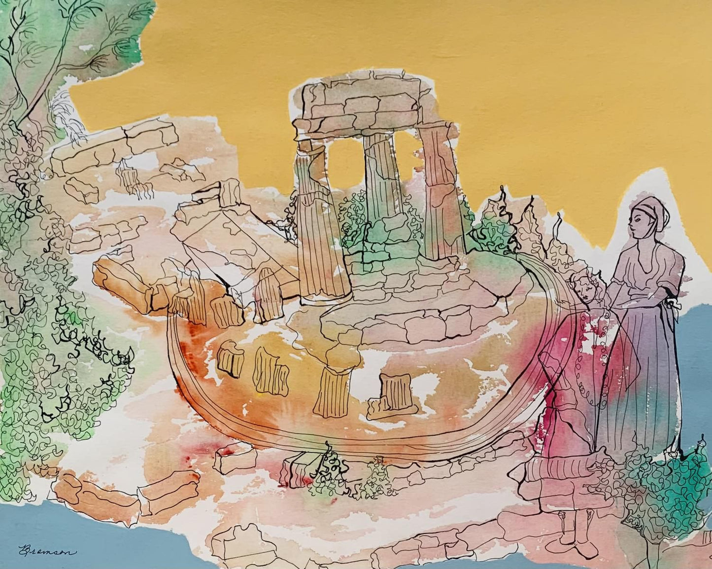 Bramson- Original watercolor on paper