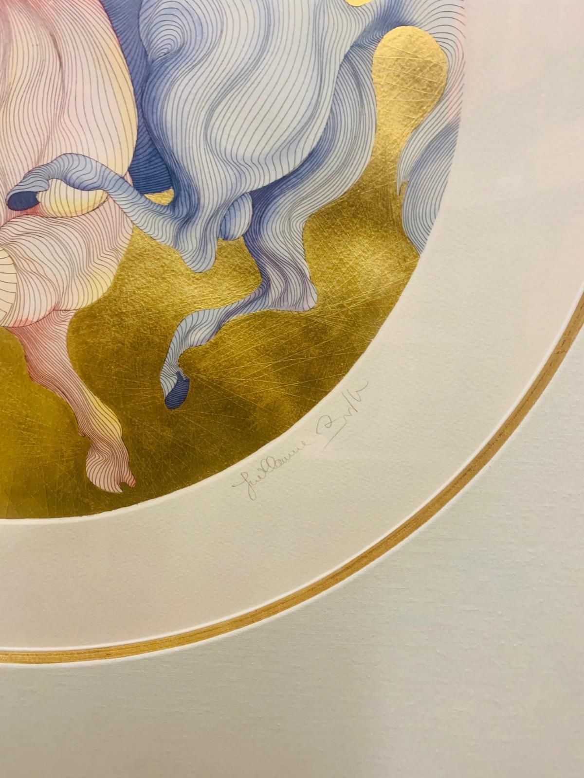 Guillaume Azulay- Hand colored with hand laid gold leaf serigraph