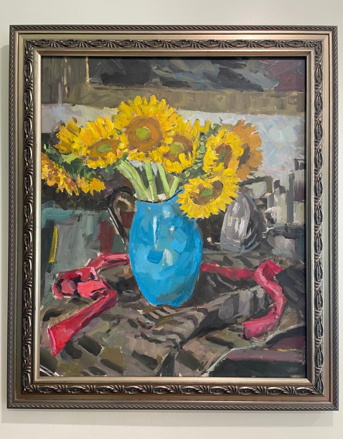 Boris Tyomkin- Oil on canvas "Sunflowers"