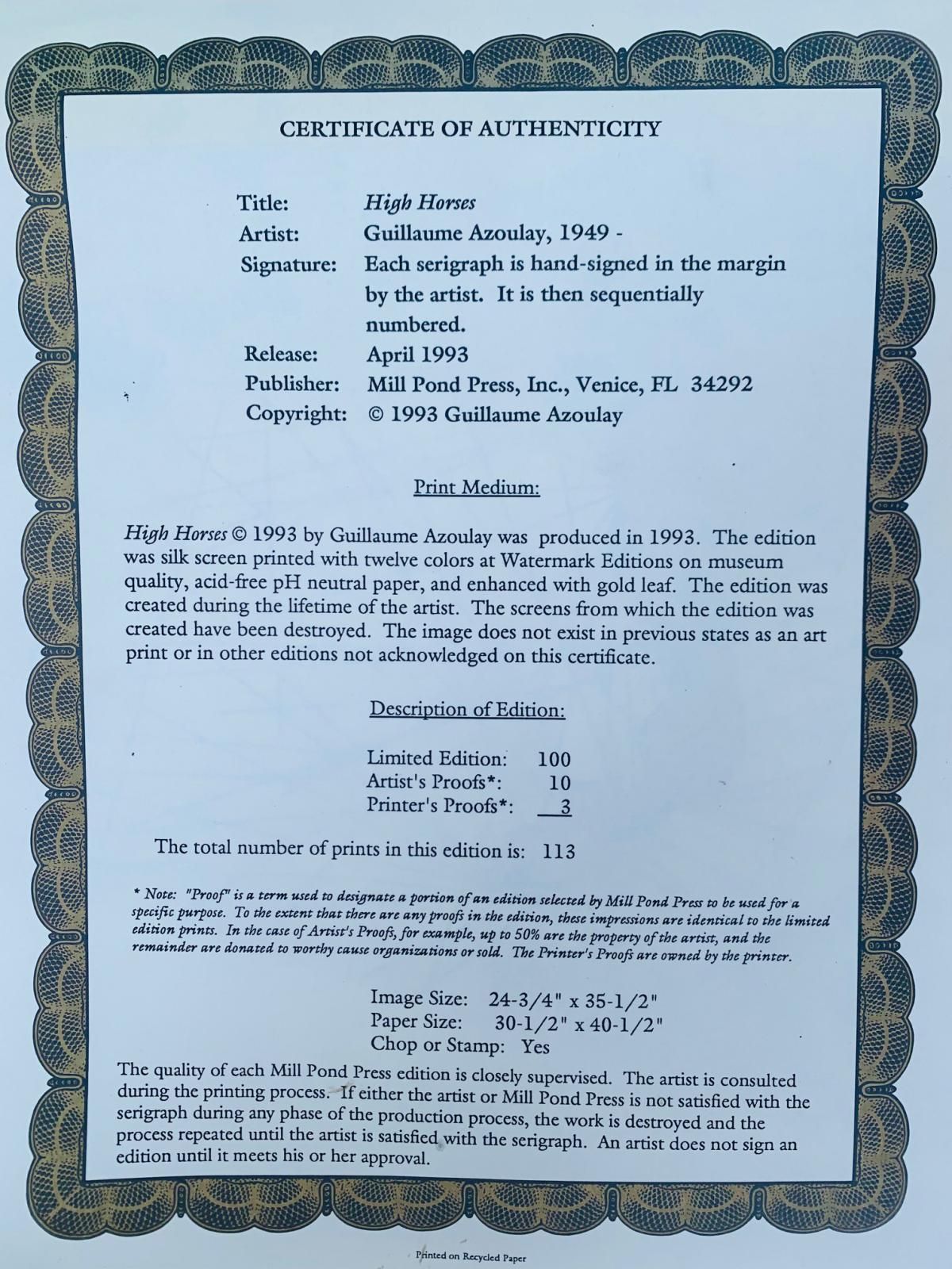 Guillaume Azoulay- Limited edition Serigraph on paper with hand laid gold leaf