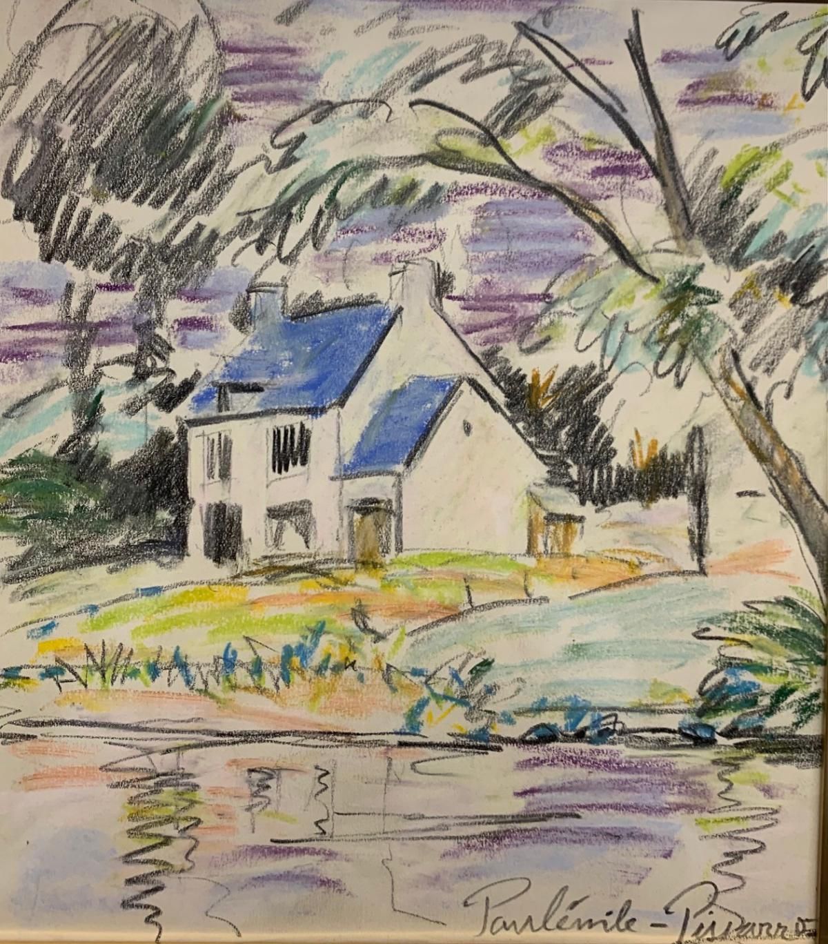 Paul Emmile Pissarro- Pastel Drawing on paper