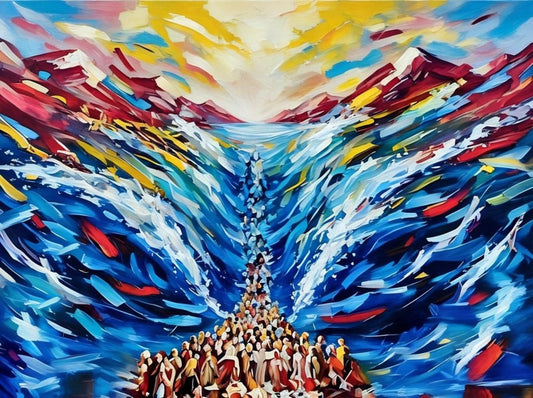Shem Tov- Limited Edition hand and embellished giclee on  canvas "Exodus"