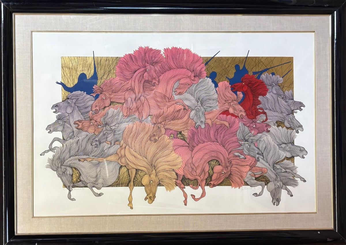 Guillaume Azoulay- Vintage serigraph with gold leaf