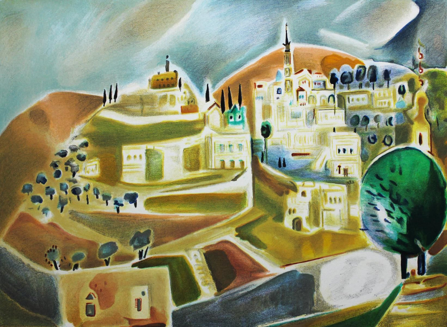 Nachum Gutman- Original Lithograph "Ein Kerem"