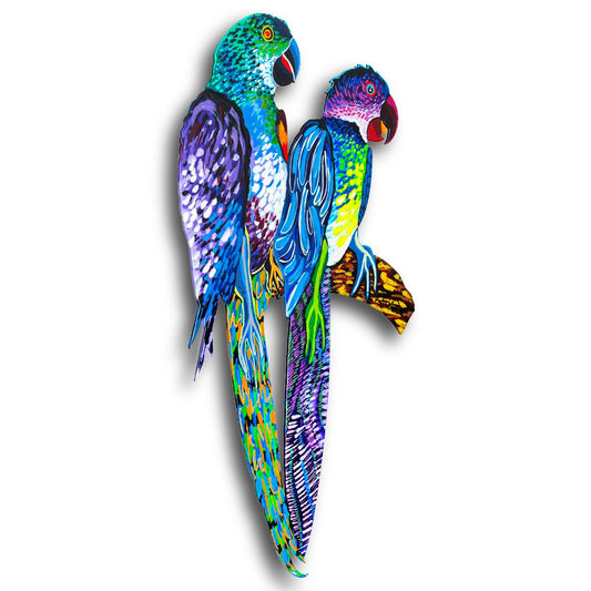 Patricia Govezensky- Original Painting on Laser Cut Steel "Two Parrots"