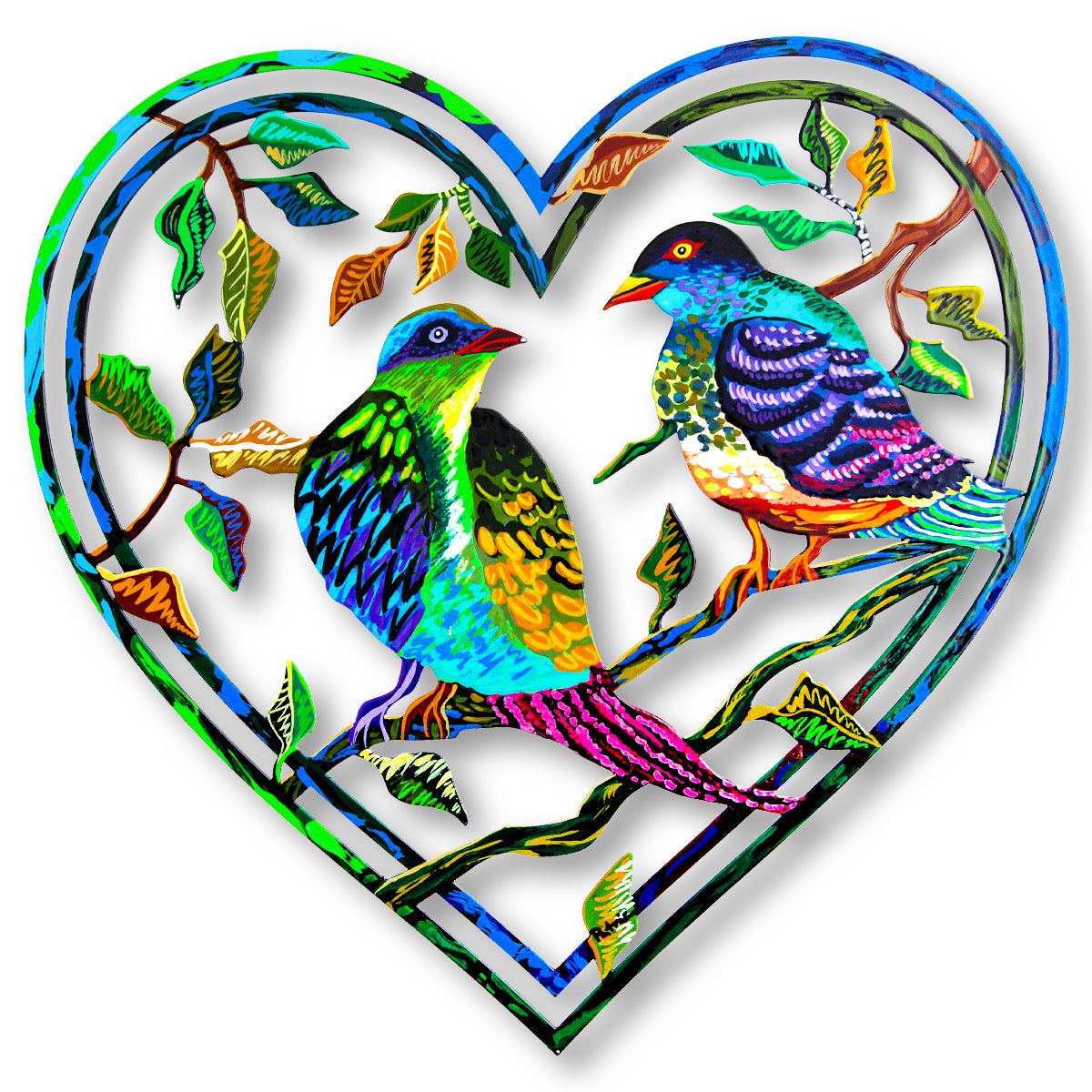 Patricia Govezensky- Original Painting on Laser Cut Steel "Love Birds"