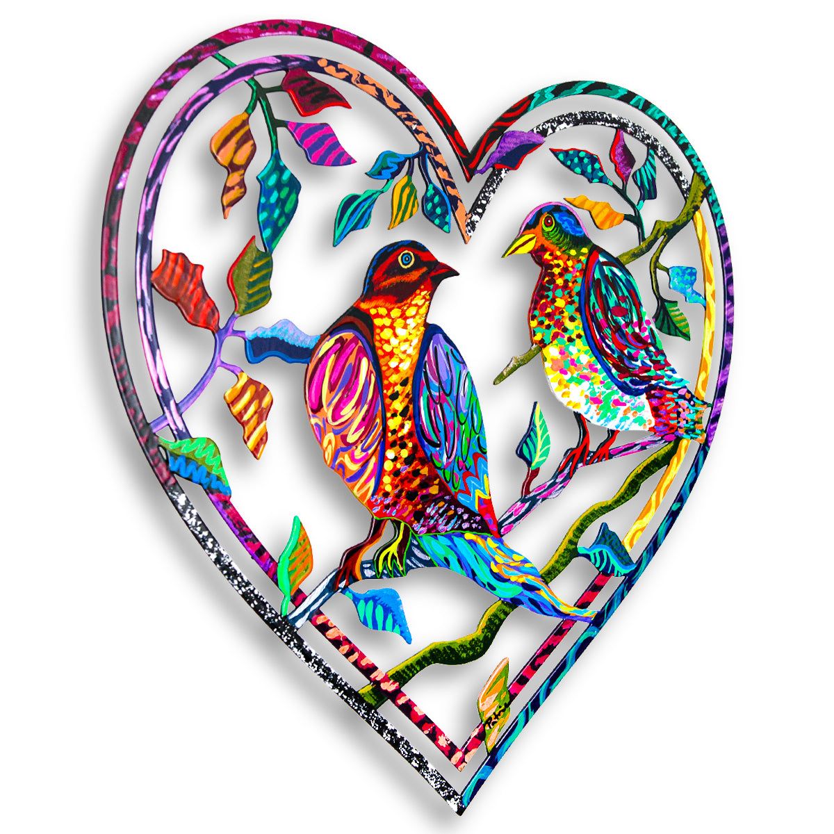 Patricia Govezensky- Original Painting on Laser Cut Steel "Love Birds"