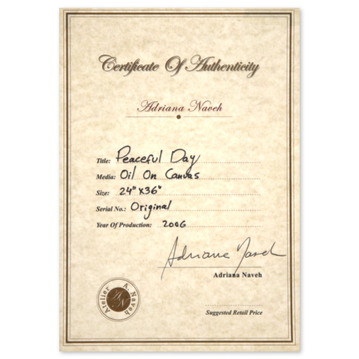 Adriana Naveh- Original Oil on Canvas "Peaceful Day"