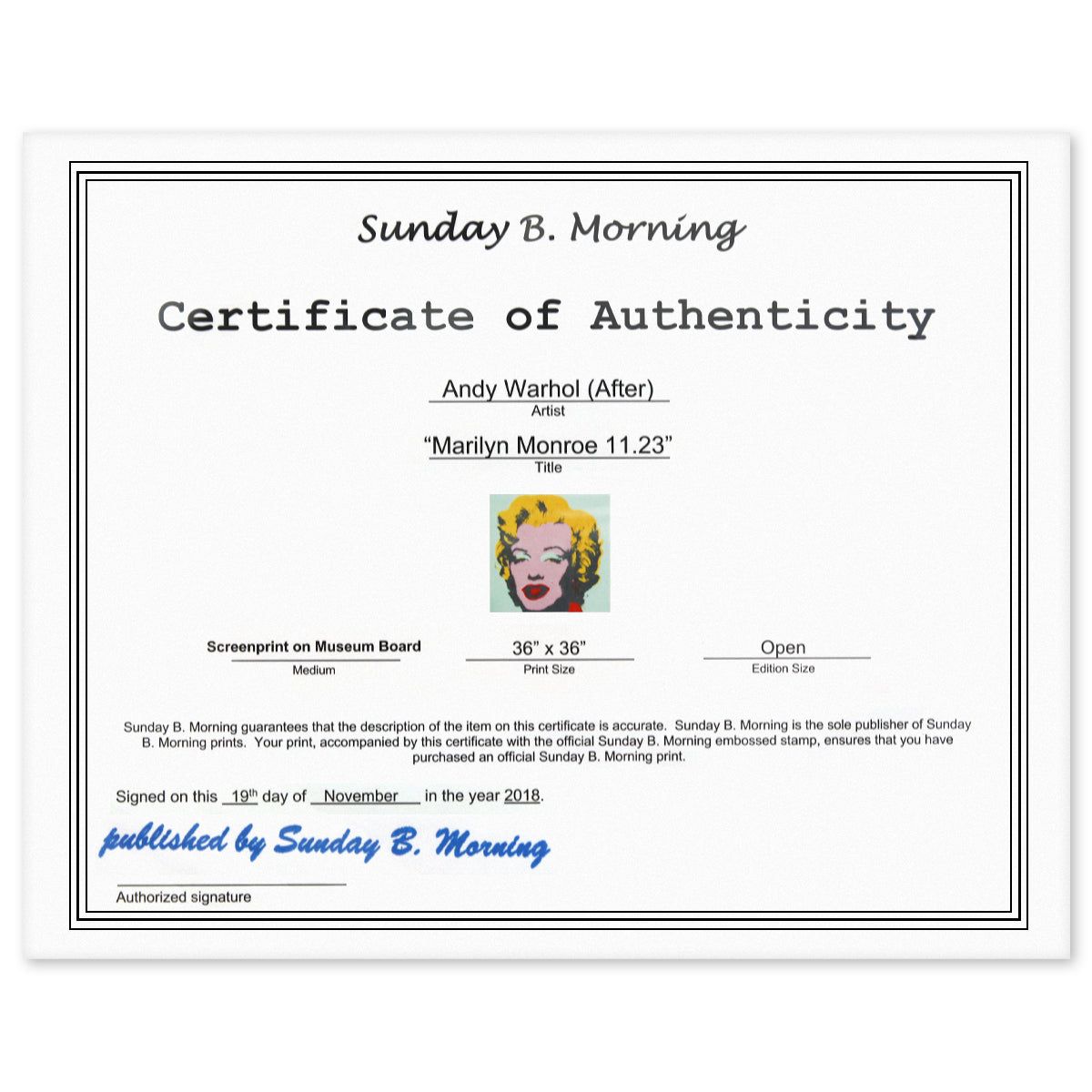 Andy Warhol- Silkscreen "Marilyn 11.23"