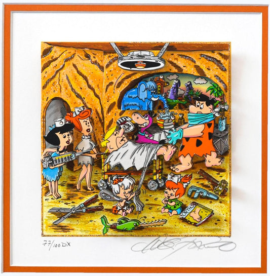 Charles Fazzino- 3D Construction Silkscreen Serigraph "Operation Bedrock (Orange)"