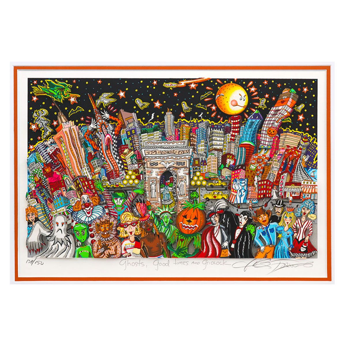 Charles Fazzino- 3D Construction Silkscreen Serigraph "Ghosts, Good Times, and Gridlock"