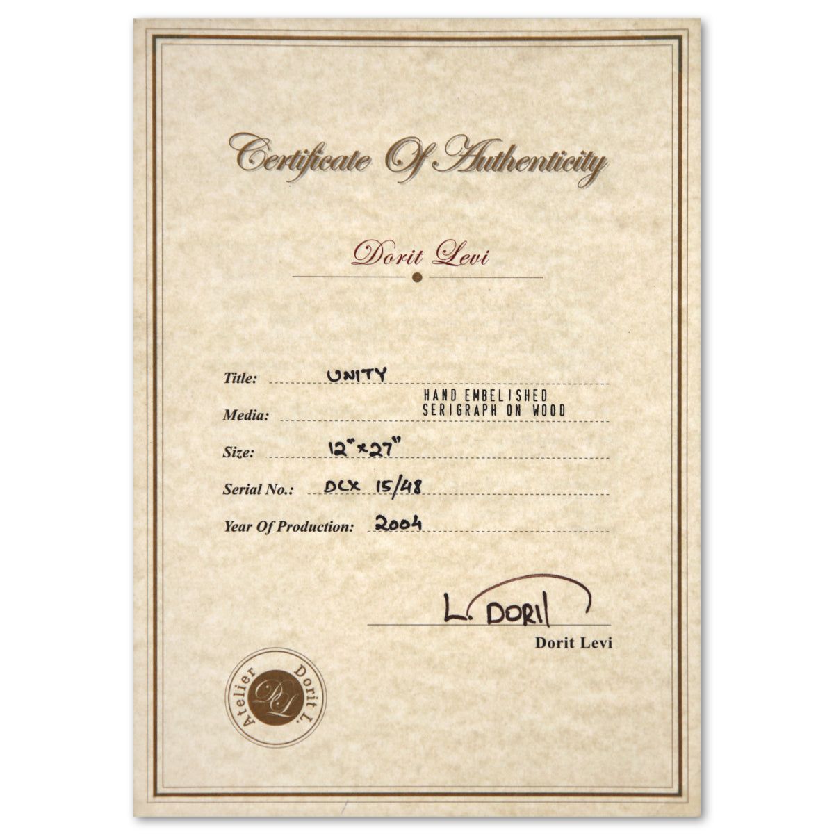 Dorit Levy- Hand Emelished Serigraph on Wood "Unity"