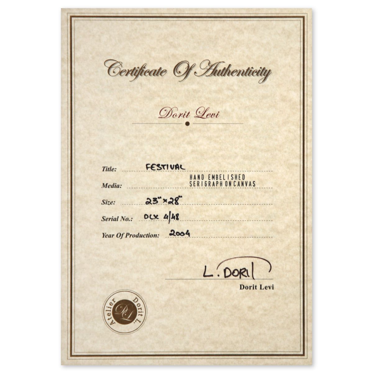 Dorit Levy- Hand Embelished Serigraph on Canvas "Festival"