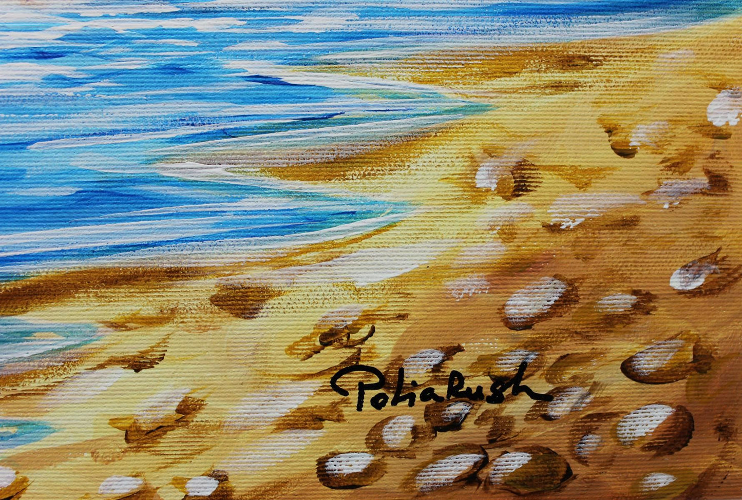 Eugene Poliarush- Original Oil on Canvas "The Boat Is Leaving The Shore"