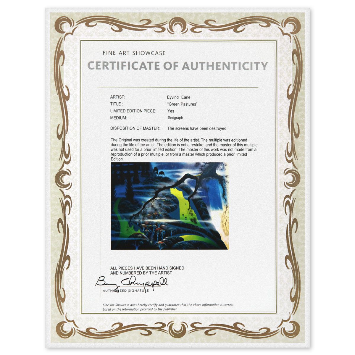 Eyvind Earle- Serigraph "Green Pastures"